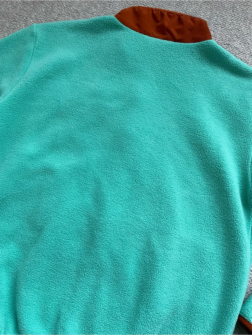Patagonia Kids Synchilla Full Zip Jacket, Fresh Teal / Orange, Size XL (14)